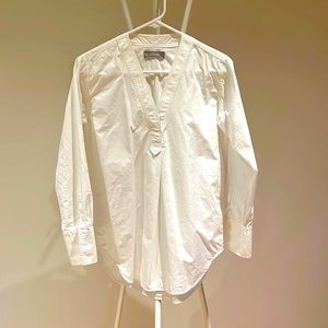 Everlane poplin white v neck tunic size 00
